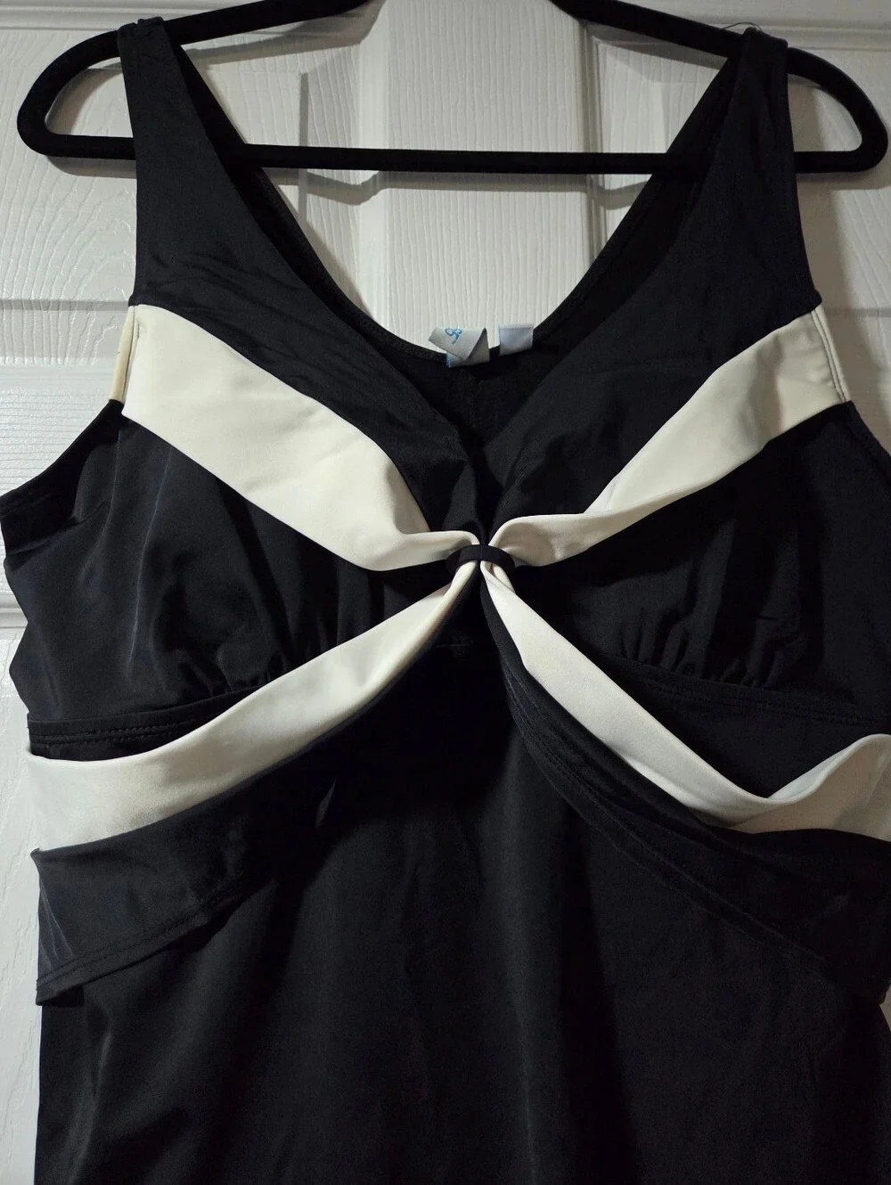 Black & White Twist-Front One-Piece Swimsuit
